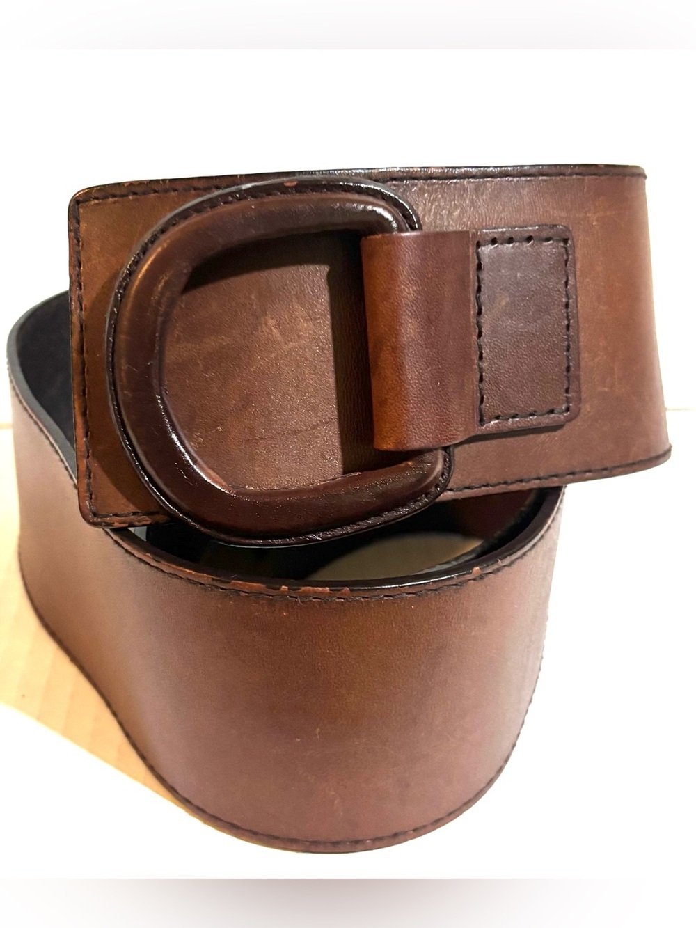 Vintage Classic Brown Leather unisex Belt Size M